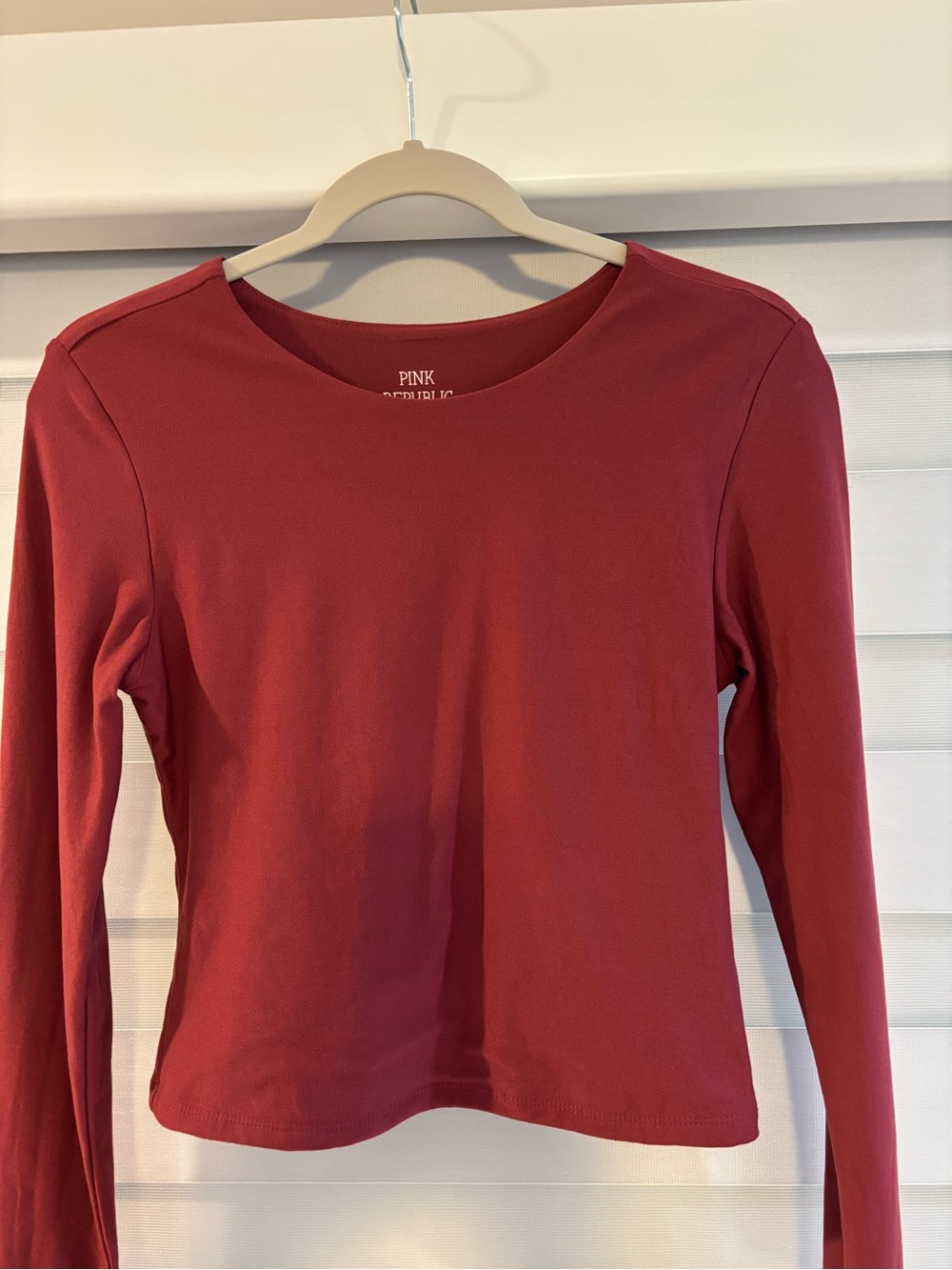 Pink Republic Long Sleeve Crewneck Top - Deep Red